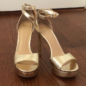 J.Lo Malika gold snakeskin heels